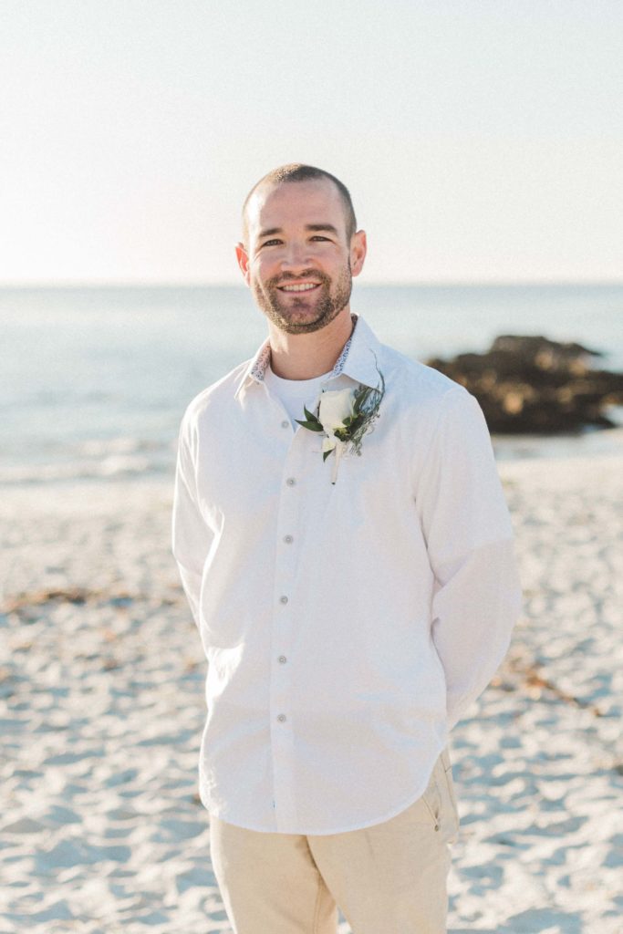 beach wedding with white shirt for groom style inspiration