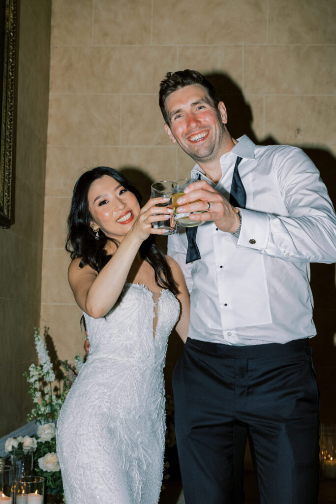 Couple cheering at their Borris House Wedding